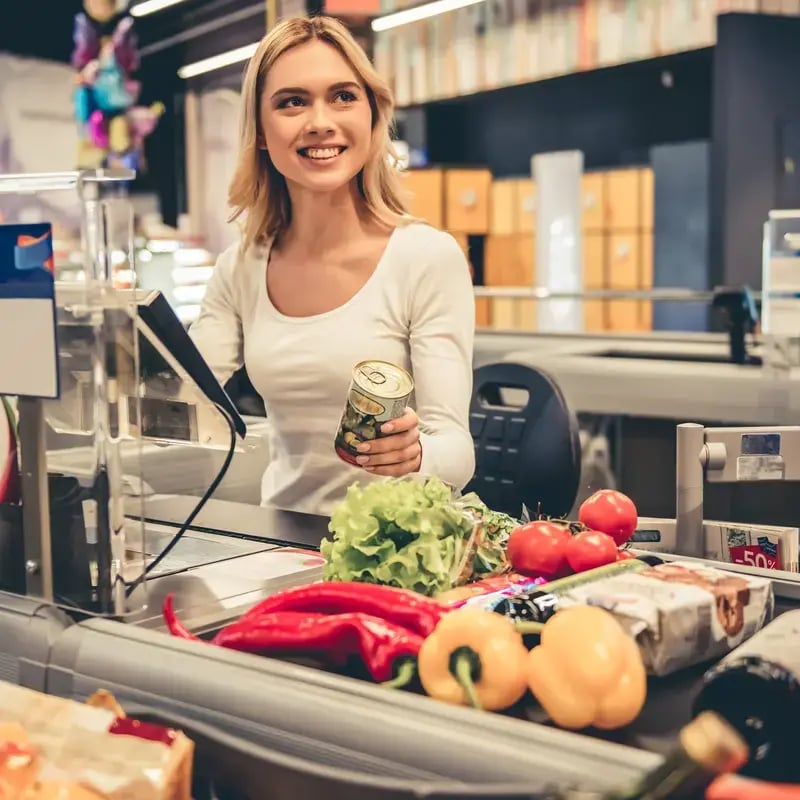 cashier using POS system